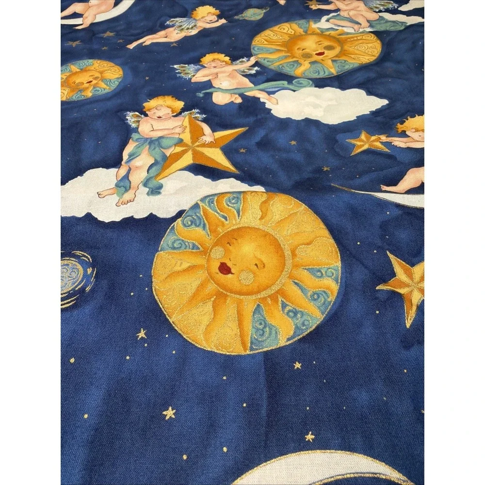 Vintage Alexander‎ Henry Fabric Cherubim 1994 Blue Background 100